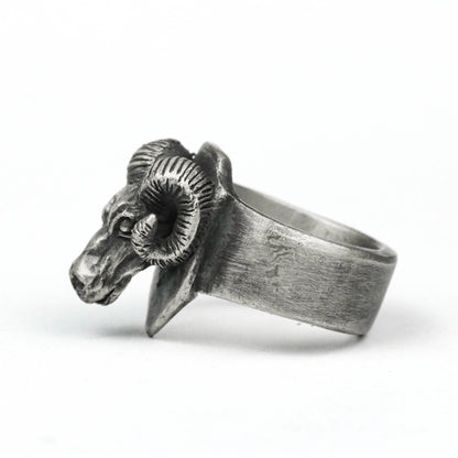 925 silver aries men's ring, rams head silver men's ring, zodiac bohemian men's ring, animal silk men's jewelry, men's ring Ram ring