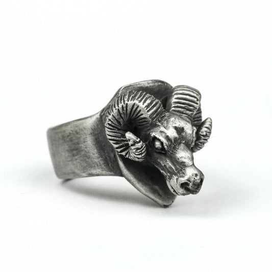 925 silver aries men's ring, rams head silver men's ring, zodiac bohemian men's ring, animal silk men's jewelry, men's ring Ram ring