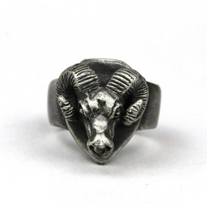 925 silver aries men's ring, rams head silver men's ring, zodiac bohemian men's ring, animal silk men's jewelry, men's ring Ram ring