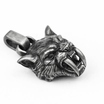 925 silver tiger pendant Saber-tooth tiger pendant,Tiger Head Men Necklace, Angry Tiger Wild Tiger Men's Angry Tiger säbelzahntiger