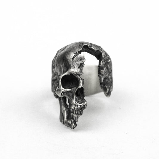 skull ring Half-faced Skull ring Battle Damaged Skeleton ring vintage Brass 925 silver handmade custom jewelry