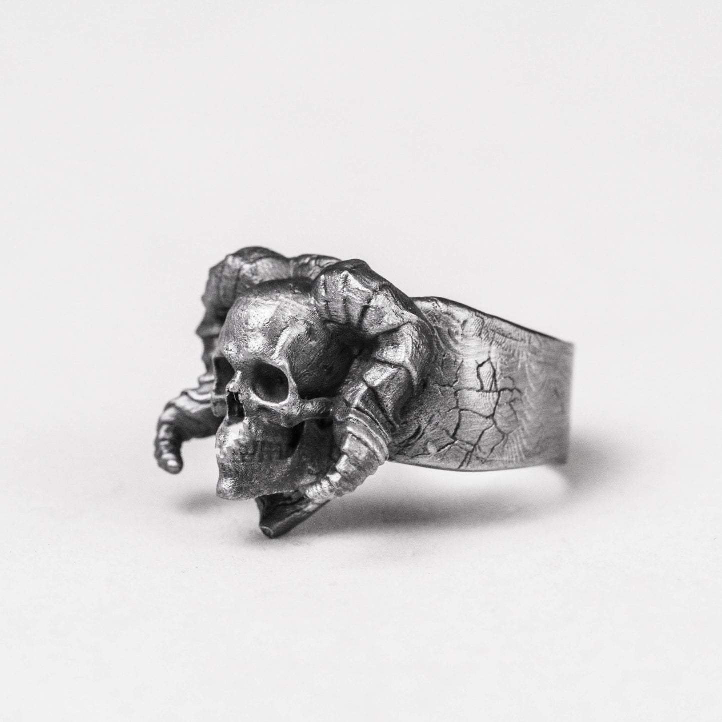 shofar Horns skull ring Unique skull ring personalized Brass 925 silver handmade custom jewelry