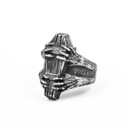 925 silver Coffin ring vampire ring devil ring devil claw ring death ring brass craftsman making jewelry