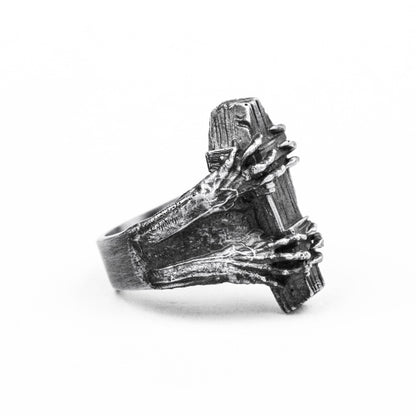 925 silver Coffin ring vampire ring devil ring devil claw ring death ring brass craftsman making jewelry