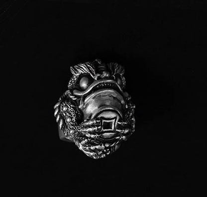 Golden toad silver ring-toad toad 925 silver ring-frog ring-frog prince silver jewelry-safe symbol-oxidized jewelry