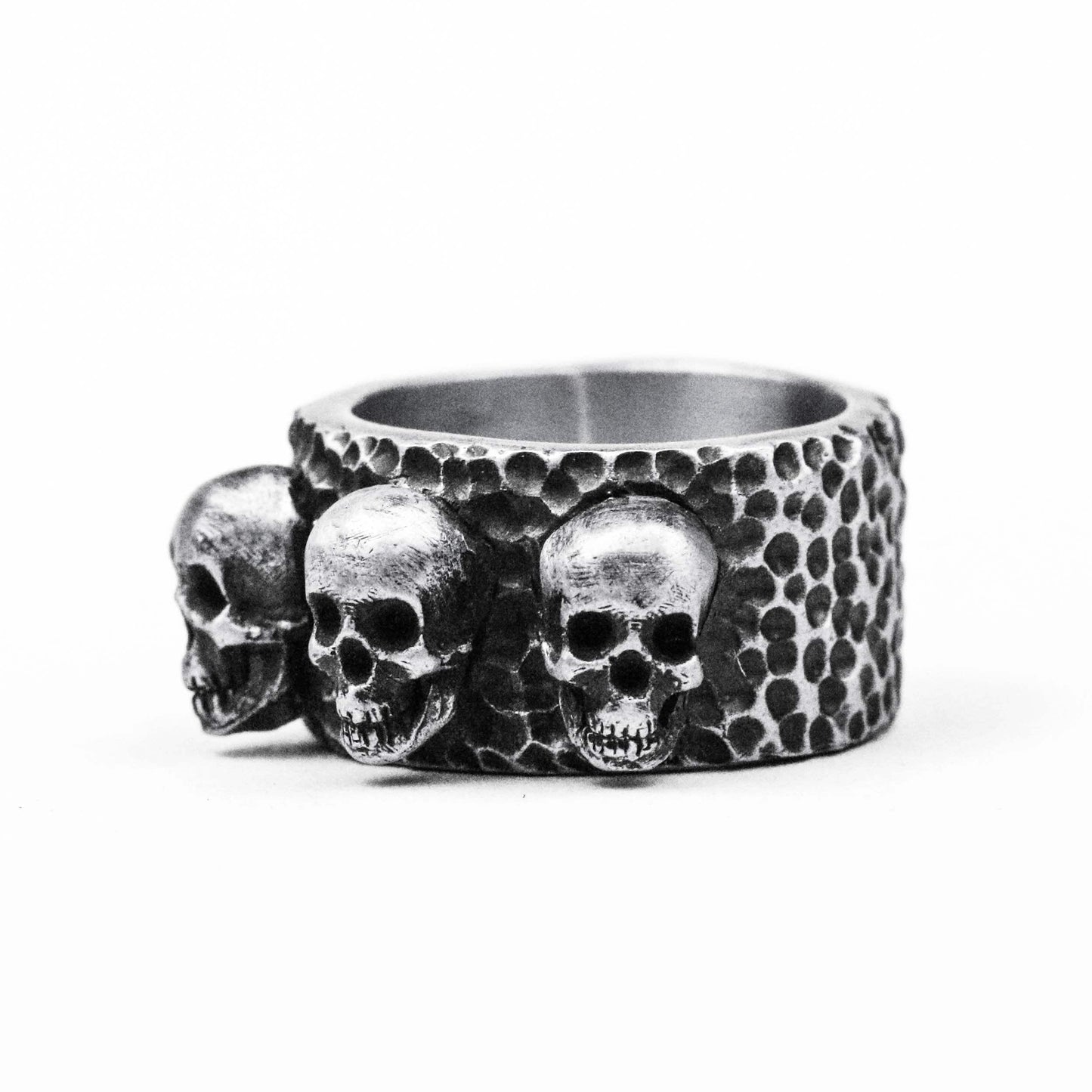 925 silver skull ring, three skull ring, scary skull ring brass craftsman made jewelry