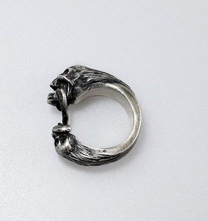 Gothic Rings - Men's Fashion Rings - Double Headed Skull Silver Rings - Bite Rope Skull Rings - Open Rings - Girls Jewelry