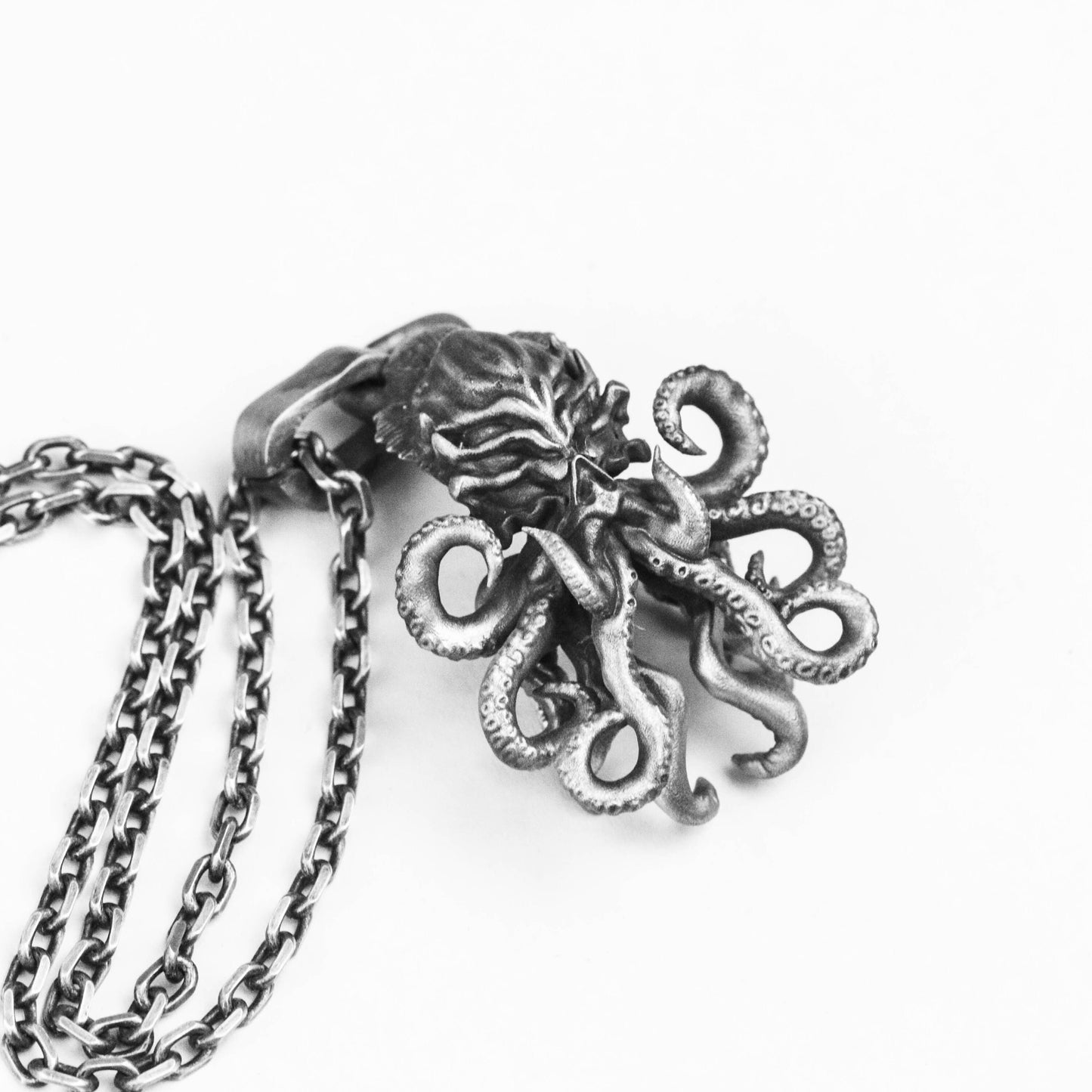 Octopus Necklace, 925 Silver Octopus Pendant, Sea Life Coin Charm, Silver Kraken Necklace, Realistic Octopus Jewelry