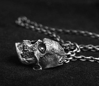 Gothic Necklaces - Vintage Punk Pendants - Zombie Silver Necklaces - Stunning Jewelry - Human Skull Jewelry - Handmade Rings