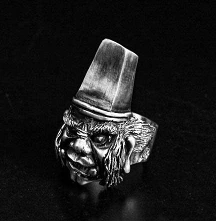 Handmade Ring - Black Impermanence Ring - 925 Sterling Silver Death Ring - Ghost Face Jewelry