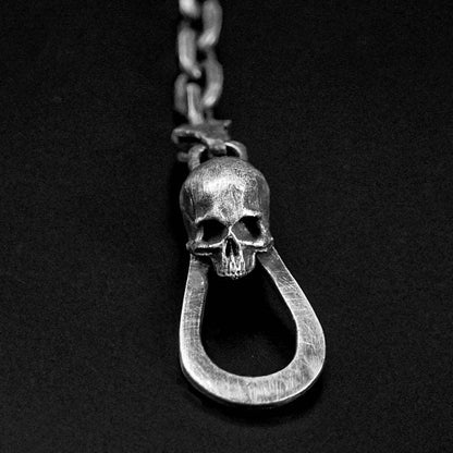 Gothic Men's Bracelet - Men's Cufflink Bracelet - Handmade Artisan Silver Jewelry - Dad Gift - Oxidized Silver Bracelet - Skull.