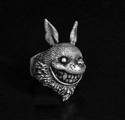 Vintage Sterling Silver Cat Ring - Long Ear Cat Ring - Brass Cat Head - Silver Ring - Lucky Cat Jewelry - Handmade Silver Jewelry