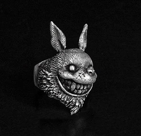 Vintage Sterling Silver Cat Ring - Long Ear Cat Ring - Brass Cat Head - Silver Ring - Lucky Cat Jewelry - Handmade Silver Jewelry