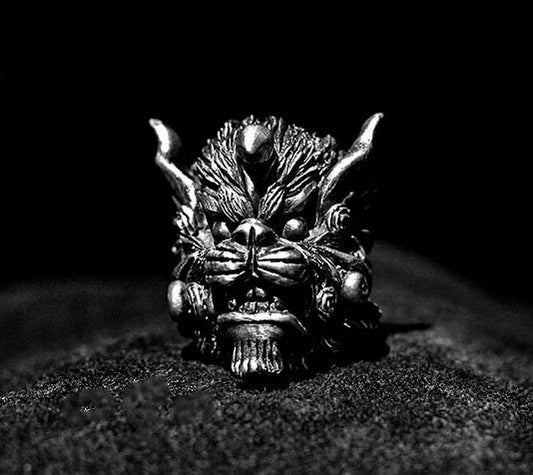 Lion Silver Ring Vintage - Antique Handmade Silver Jewelry - Mascot - Design Leo - Lion Head Ring -