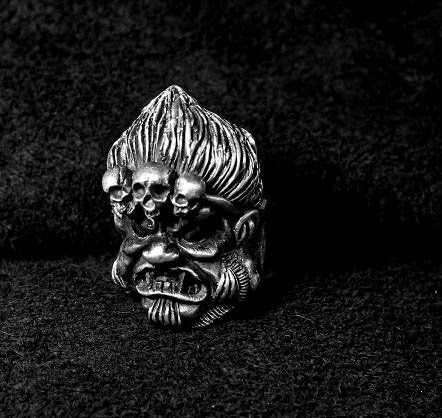 925 Bully Ring - Skull - Gothic Style - Punk Men's Ring - Rock Index Finger Accessory - Victory Over Buddha Pendant