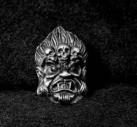 925 Bully Ring - Skull - Gothic Style - Punk Men's Ring - Rock Index Finger Accessory - Victory Over Buddha Pendant