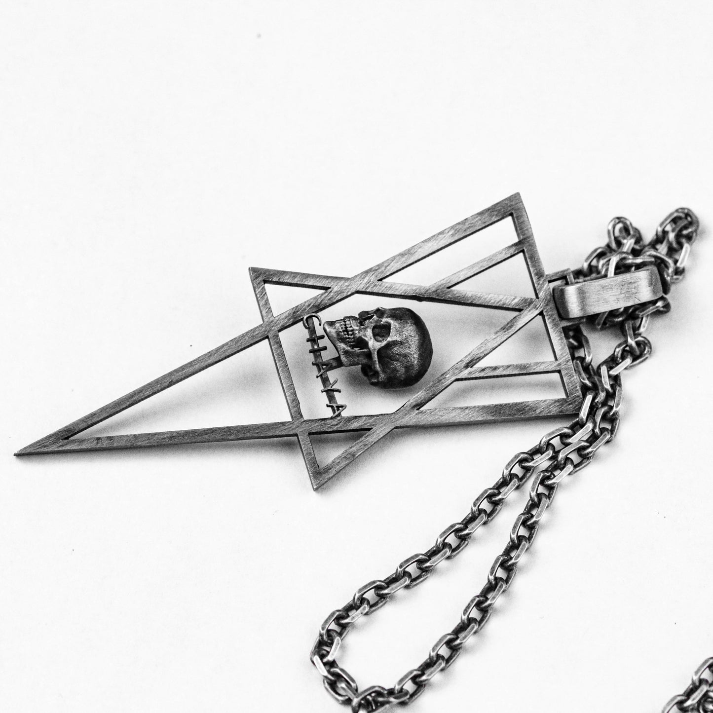 925 sterling silver skull pendant \ geometric logod pendant \ necklace personalized design creative cube \ unique gift for men