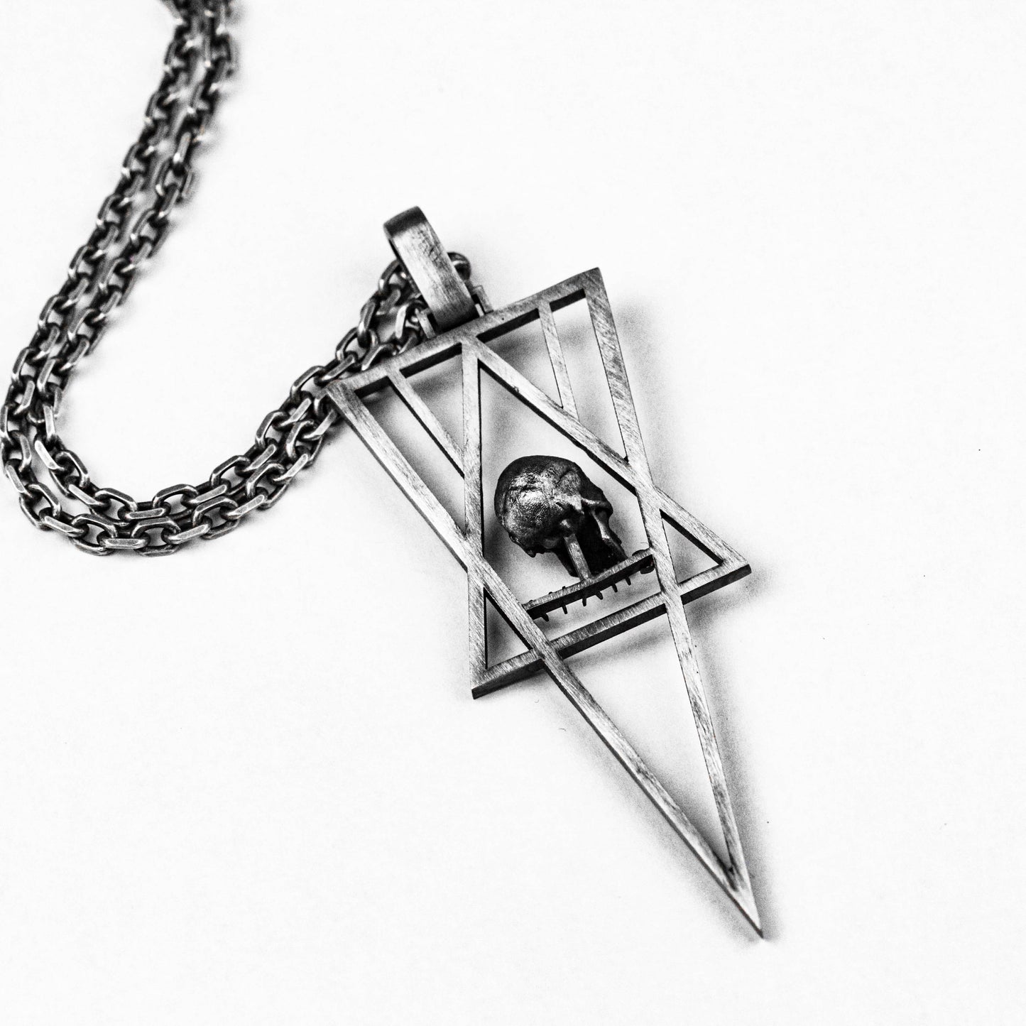 925 sterling silver skull pendant \ geometric logod pendant \ necklace personalized design creative cube \ unique gift for men
