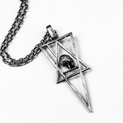 925 sterling silver skull pendant \ geometric logod pendant \ necklace personalized design creative cube \ unique gift for men