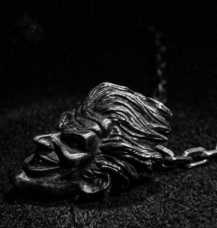 Clown Silver Pendant - Evil Smile Jewelry - Human Skull 925 Sterling Silver Pendant - Handmade Necklace - Special Gift For Him