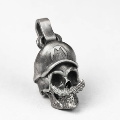Mario-Style 925 Silver Skull Pendant Necklace - Vintage Handcrafted Chain for Men