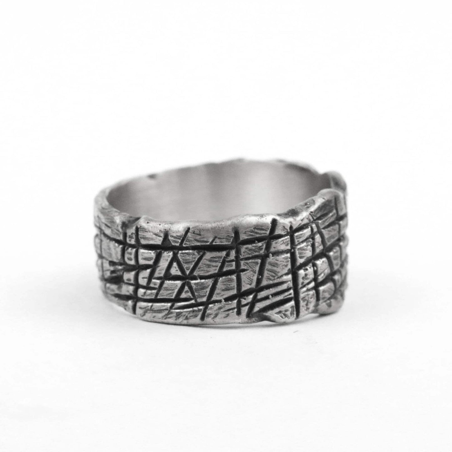 925 silver Wood ring Stone ring Texture Brutal Ring Coarse ore ring Textured Rings Striped Rings Abstract Rings Brass Craftsman Making