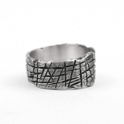 925 silver Wood ring Stone ring Texture Brutal Ring Coarse ore ring Textured Rings Striped Rings Abstract Rings Brass Craftsman Making