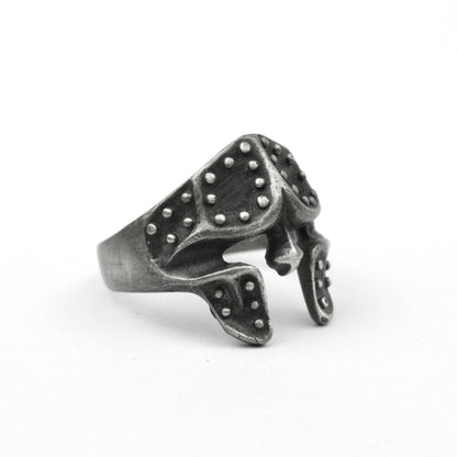 925 silver Gladiator helmet ring, Spartan warrior ring, rivet mask ring brass handmade jewelry