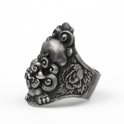 925 silver holy lion ring,traditional lion vintage totem ring, patron saint beast ring,Lion King fights for Hegemony Courage Ring