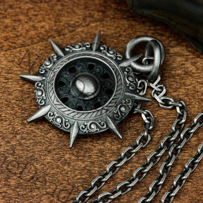 Dragon pattern astrolabe 925 silver pendant necklace-fortune-telling totem-hand-carved personalized pendant necklace gift