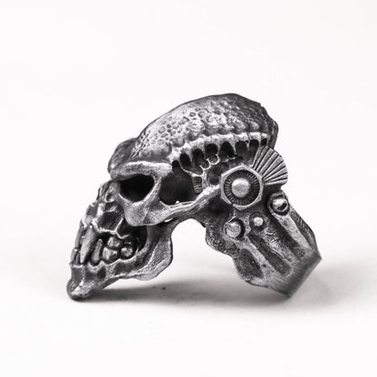 Crazy Pig Skull 925 Silver Ring-Locomotive Python Skull Silver Ring-Gothic Exaggerated Skull Handmade Silver Ring