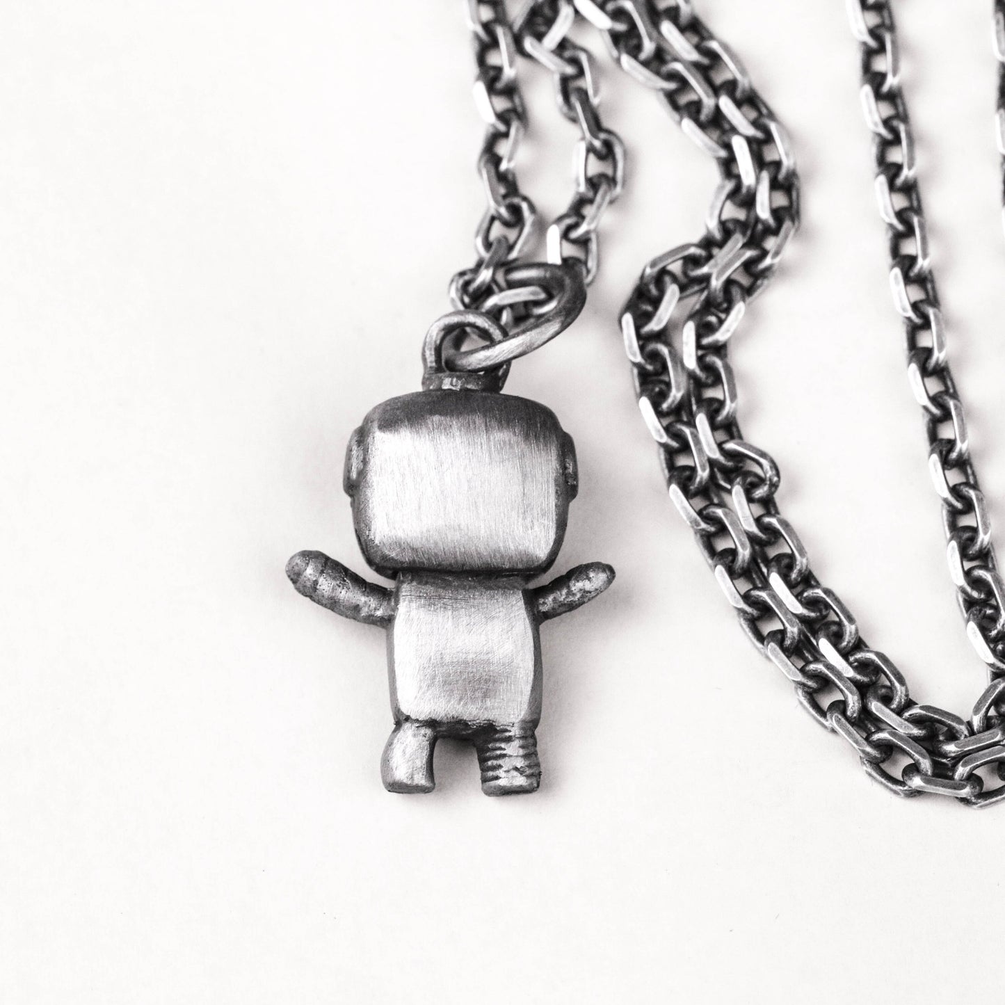 925 sterling silver robot pendant, a gift for her, brass kette roboter handmade custom jewelry