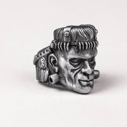 Gothic Laboratory 925 Silver Ring - Handforged Brass Novelty Jewelry with Lightning Motifs