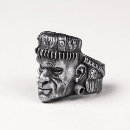 Gothic Laboratory 925 Silver Ring - Handforged Brass Novelty Jewelry with Lightning Motifs