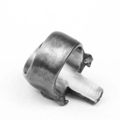 Artisanal Skull Signet Ring - Unisex 925 Sterling Silver & Brass Heirloom Jewelry