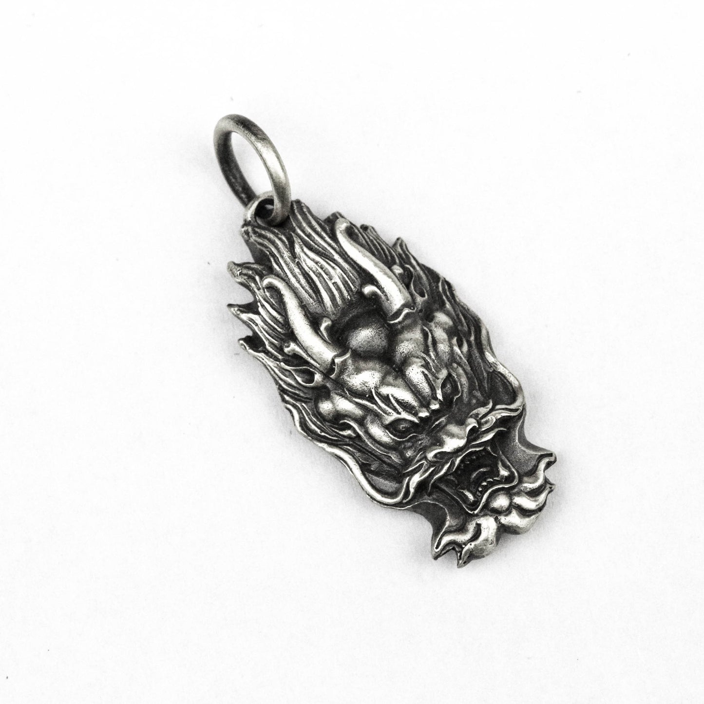 925 silver Dragon Pendant, Chinese Dragon Necklace, Oriental Dragon Jewelry, Dragon Totem Silver Jewelry, Dragon Head Tag Handmade Jewelry