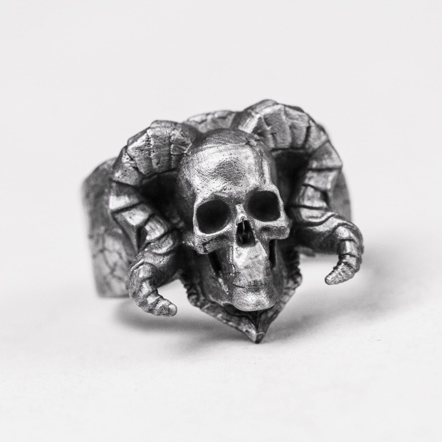 shofar Horns skull ring Unique skull ring personalized Brass 925 silver handmade custom jewelry