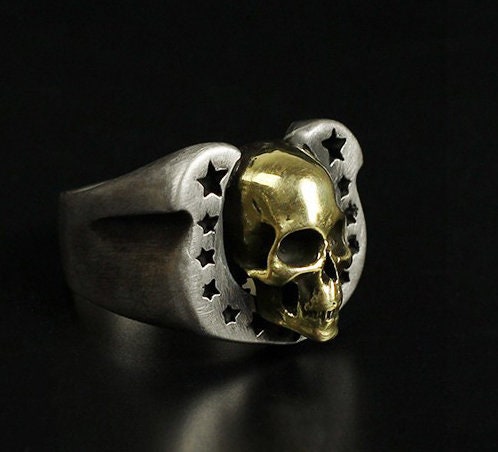 Inlaid Rings - Inlaid Skull Rings - Gothic Rings - Horseshoe Inlaid Rings - Combination Jewelry - Fashion Rings for Men