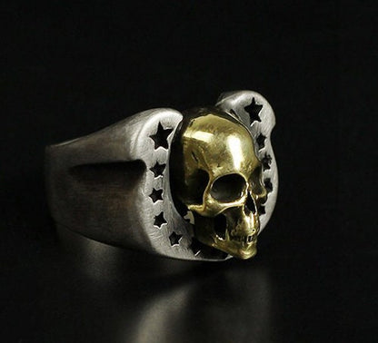 Inlaid Rings - Inlaid Skull Rings - Gothic Rings - Horseshoe Inlaid Rings - Combination Jewelry - Fashion Rings for Men