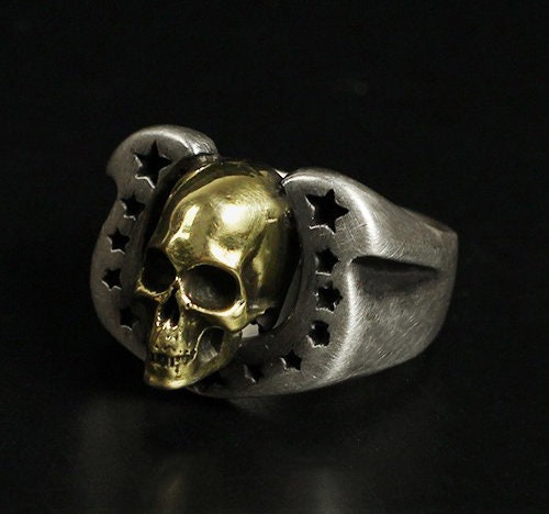 Inlaid Rings - Inlaid Skull Rings - Gothic Rings - Horseshoe Inlaid Rings - Combination Jewelry - Fashion Rings for Men