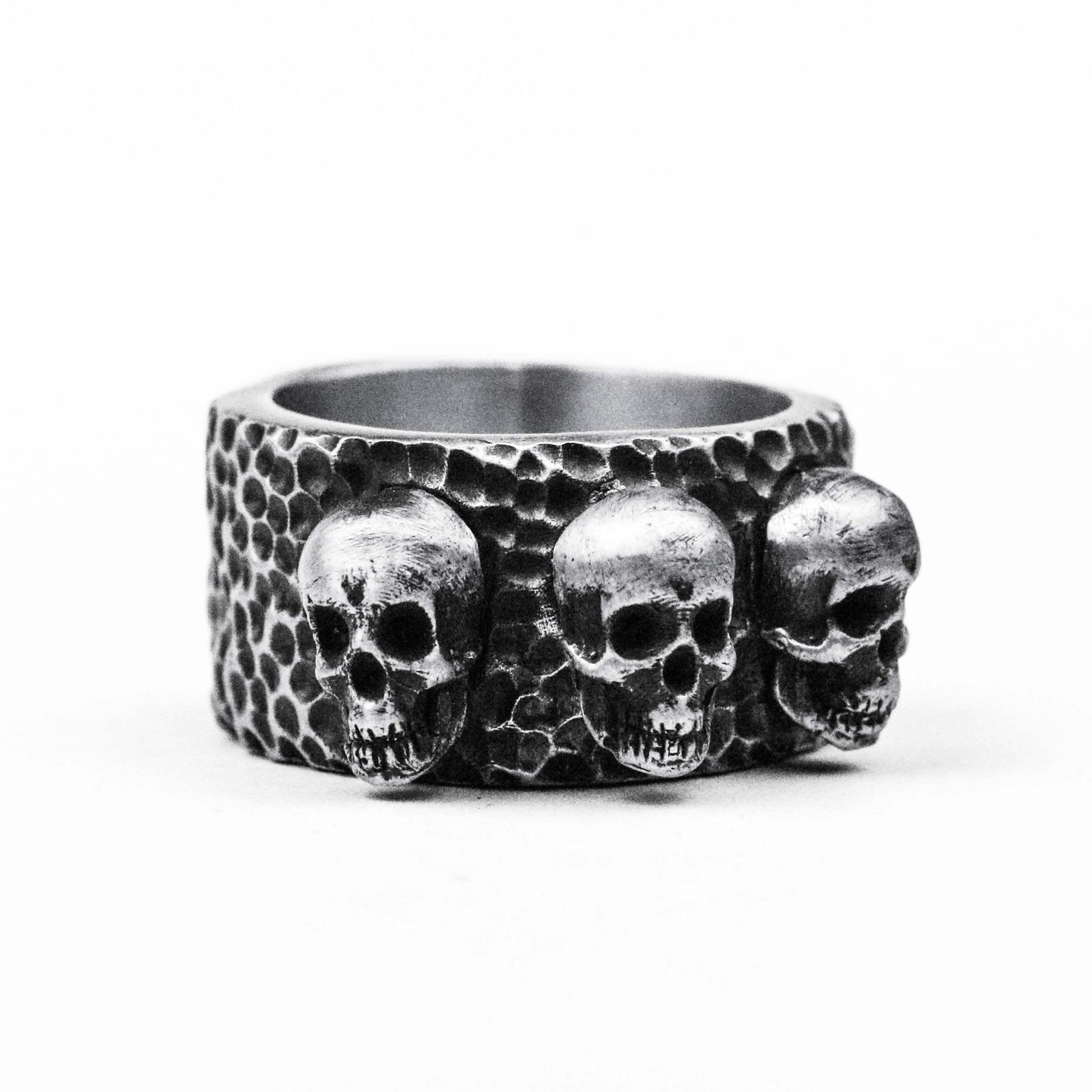 925 silver skull ring, three skull ring, scary skull ring brass craftsman made jewelry