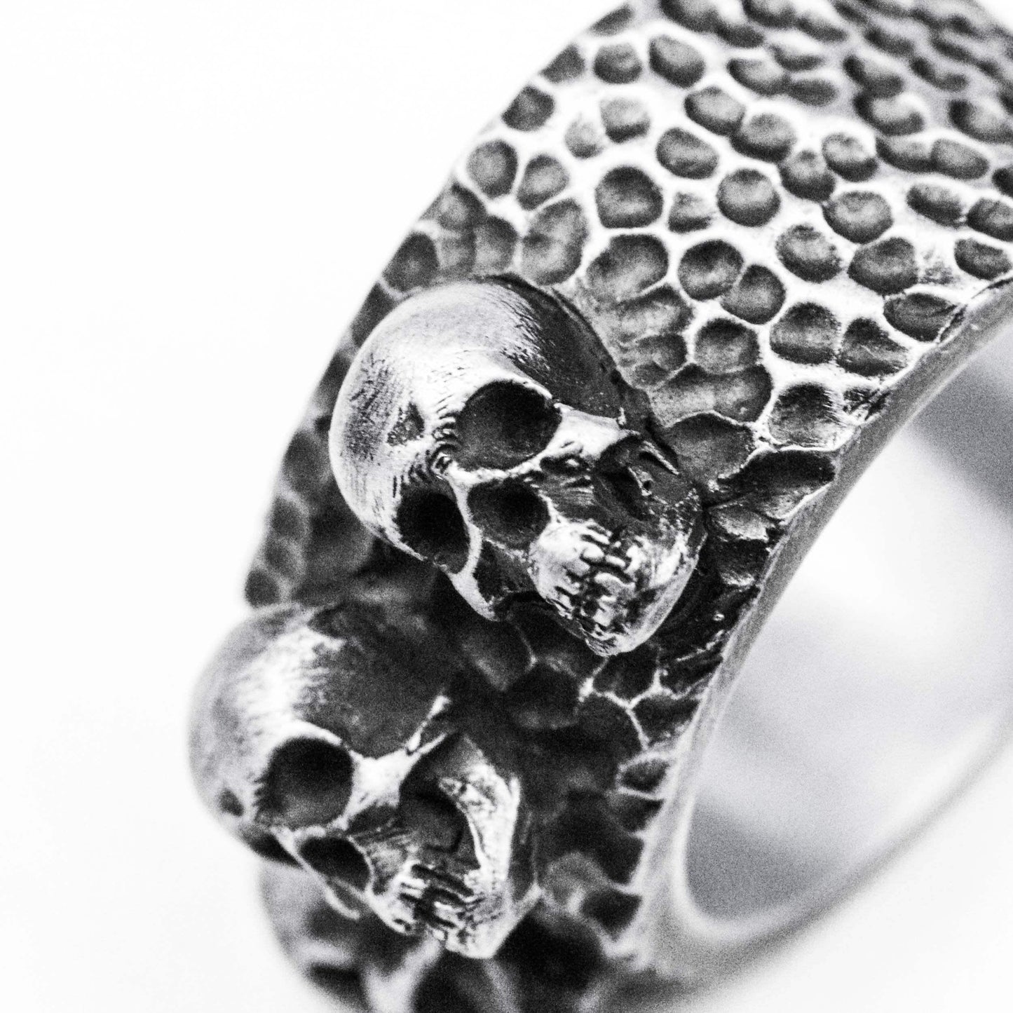 925 silver skull ring, three skull ring, scary skull ring brass craftsman made jewelry