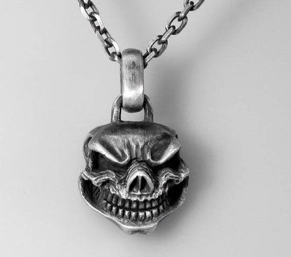 Delicate Pendant - Human Skull Jewelry - Gothic Necklace - Vintage Punk Pendant - Oxidized Silver Necklace - Stunning Jewelry