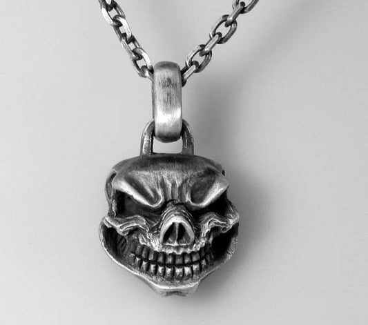 Delicate Pendant - Human Skull Jewelry - Gothic Necklace - Vintage Punk Pendant - Oxidized Silver Necklace - Stunning Jewelry