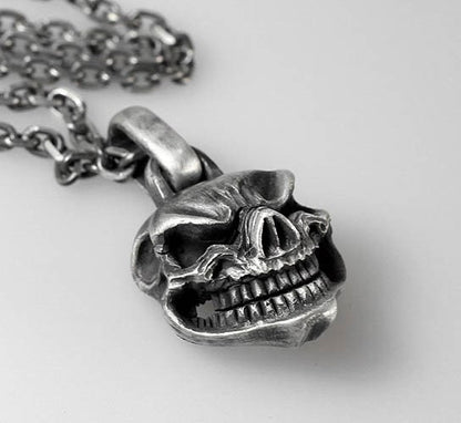 Delicate Pendant - Human Skull Jewelry - Gothic Necklace - Vintage Punk Pendant - Oxidized Silver Necklace - Stunning Jewelry