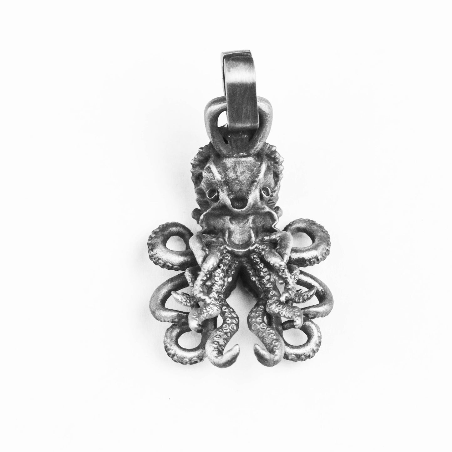 Octopus Necklace, 925 Silver Octopus Pendant, Sea Life Coin Charm, Silver Kraken Necklace, Realistic Octopus Jewelry