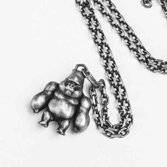 925 silver gorilla pendant, primate, monkey jewelry, gorilla pendant, animal necklace, birthday gift for him, Christmas, graduation gift