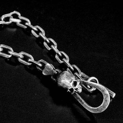 Gothic Men's Bracelet - Men's Cufflink Bracelet - Handmade Artisan Silver Jewelry - Dad Gift - Oxidized Silver Bracelet - Skull.