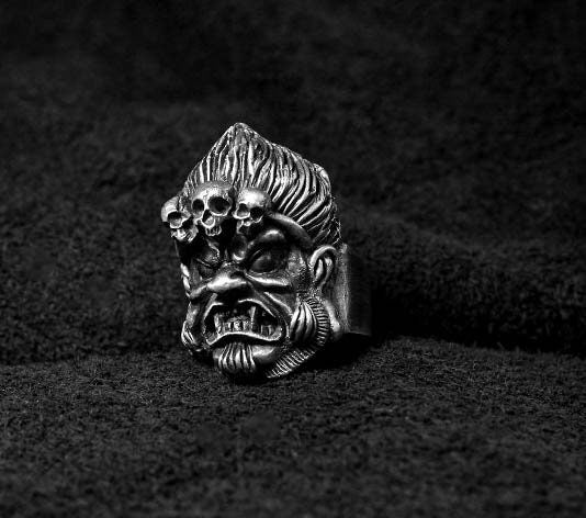 925 Bully Ring - Skull - Gothic Style - Punk Men's Ring - Rock Index Finger Accessory - Victory Over Buddha Pendant