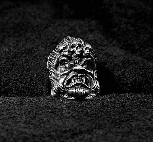 925 Bully Ring - Skull - Gothic Style - Punk Men's Ring - Rock Index Finger Accessory - Victory Over Buddha Pendant